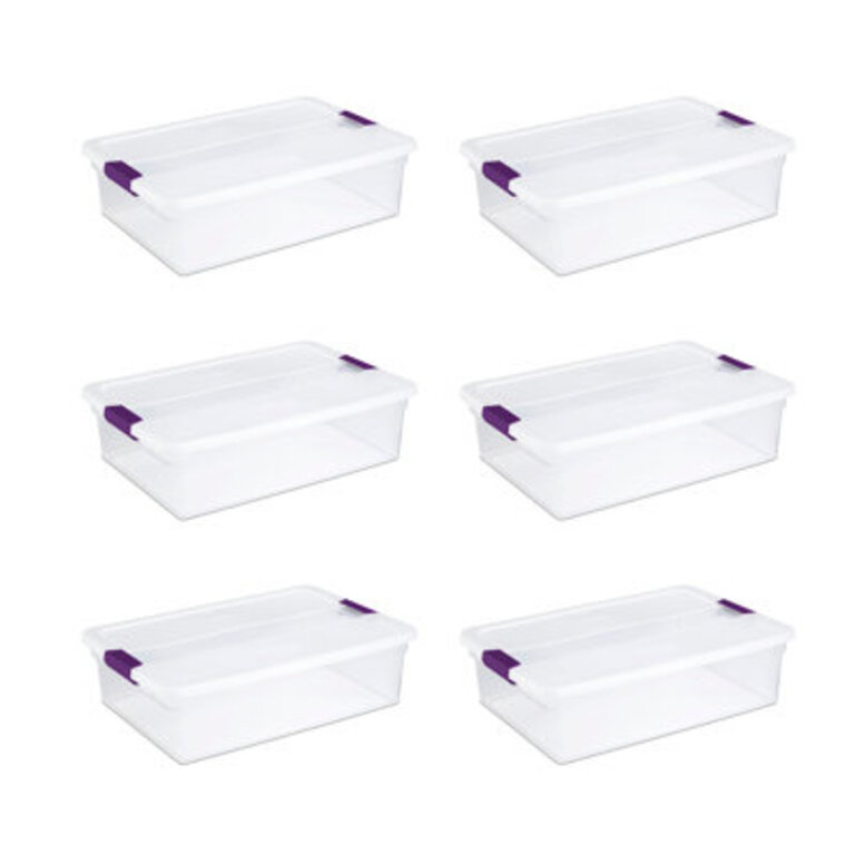 Sterilite Plastic Storage Containers with Latching Lids Clear