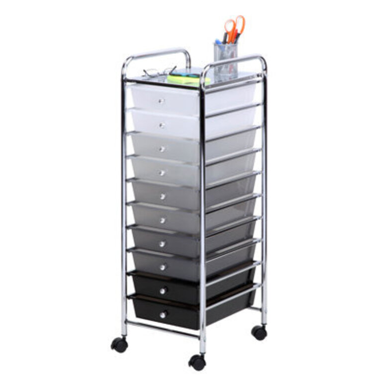 Kashvi 10 Drawer Storage Drawer with Locking Wheels