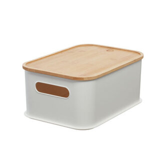 Oloran Handled Reycled Plastic Bin with Bamboo Lid