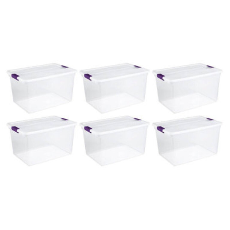 Sterilite Plastic Storage Containers with Latching Lids, Clear