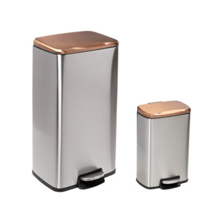 2-Pc 7.9 Gallon Step On Trash Can Set