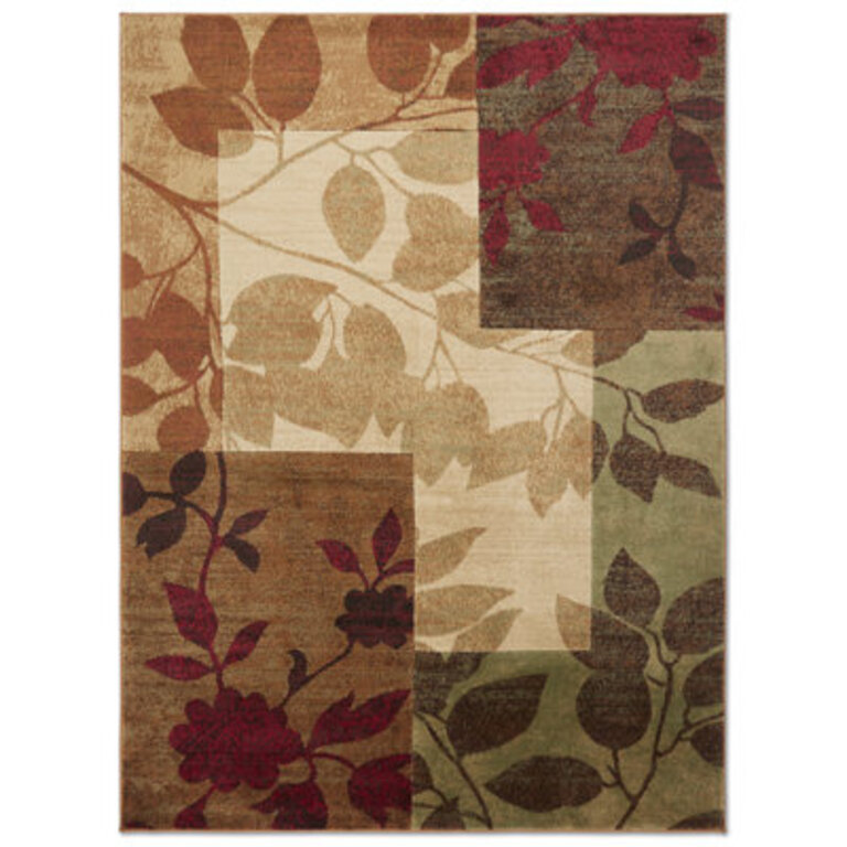 Rubith Floral BeigeBrownBurgundy Red Area Rug