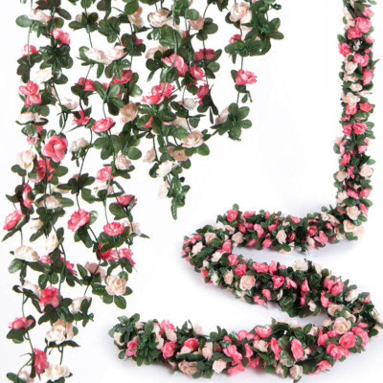 8 Pcs 66FT Flower Garland Artificial Rose Vine Flowers with Green Leaves Hanging for Room