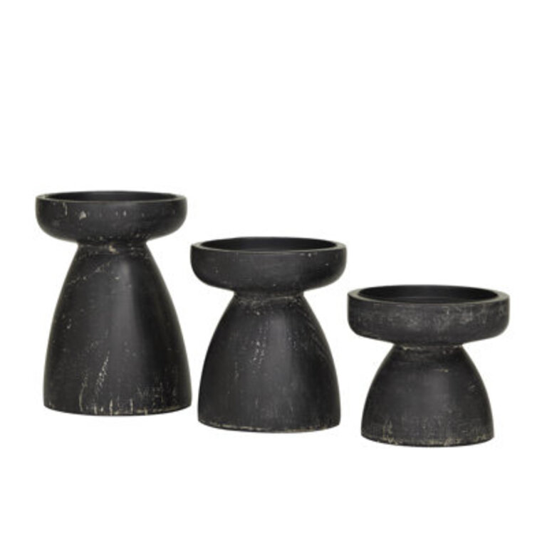 3 Piece Wood Tabletop Candlestick Set