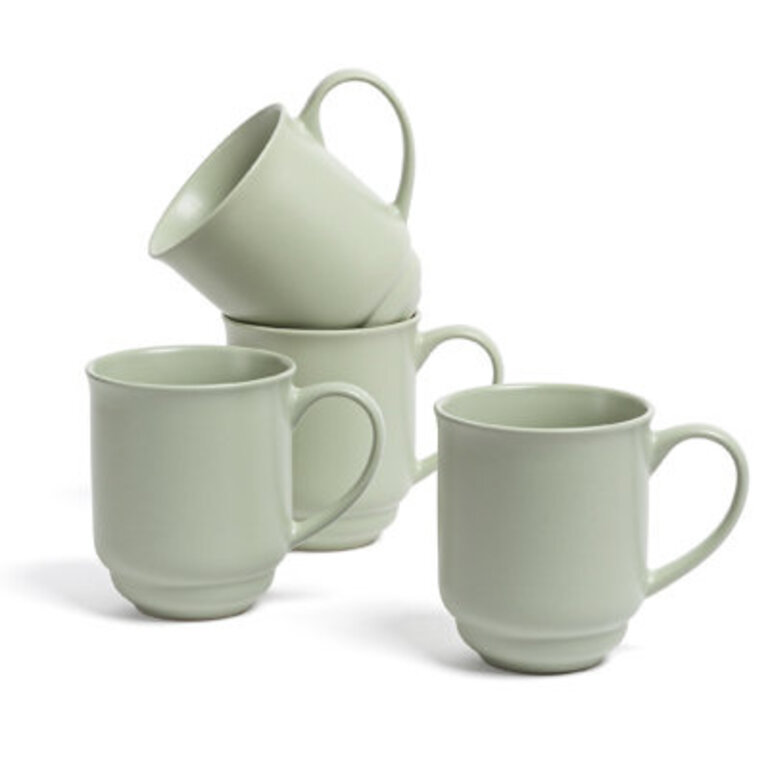 overback Rimmed 16oz Semi-Matte Hand-Finished Stoneware Mugs Set of 4