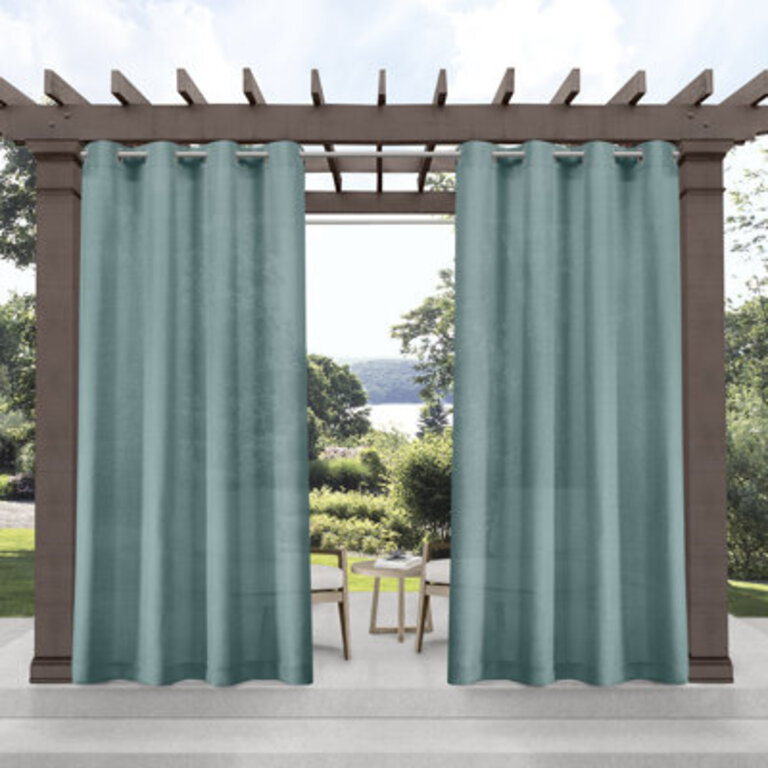 Exclusive Home Miami Semi-Sheer Textured IndoorOutdoor Grommet Top Curtain Panel Pair