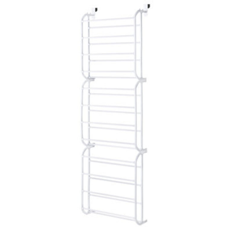 36 Pair Over-the-Door Shoe Rack Storage Organizer - White - 75 L x 225 W x 719 H inches