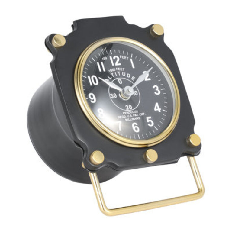 5 Black Iron Altimeter Table Clock - A Timeless Accent for Home or Office - 5 x 4 x 6