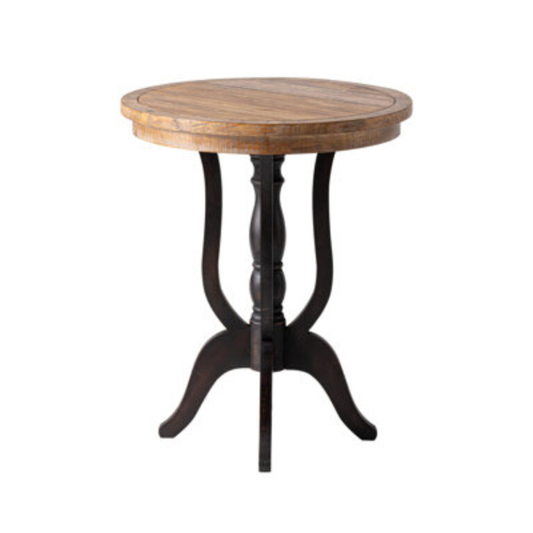 Martinis Rustic Farmhouse End Table Natural Top Side Table Black  Brown