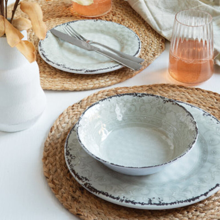 12-Piece Melamine Dinnerware Set Plates Dishes Bowls Service for 4 Baroque