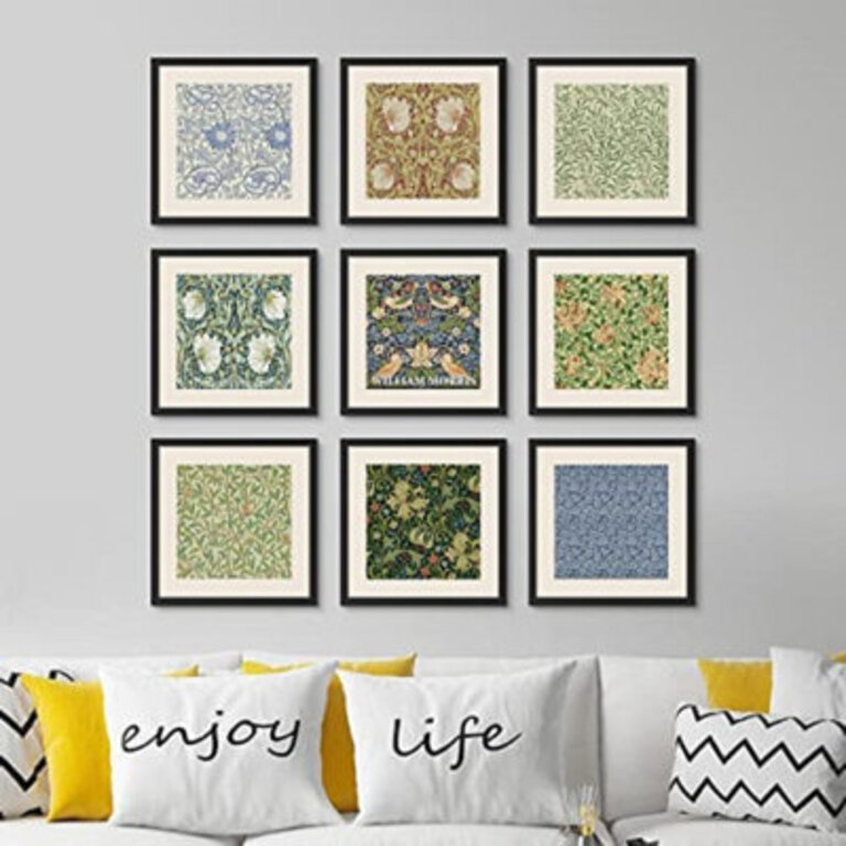 SIGNLEADER Wall Art Collage Gallery Print Frame Set William Morris Flower Patterns Nature Wilderness Illustrations Modern Art Rustic Bohemian Ultra