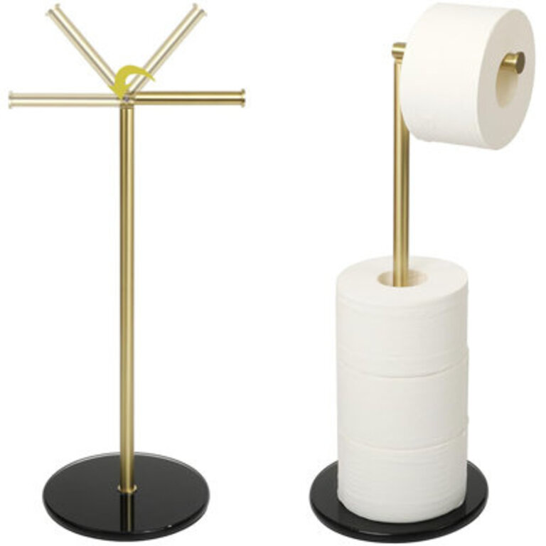 Toilet Paper Holder Free Standing Gold Floor Toilet Paper Holder Stand SUS304 Stainless Steel Tempered Glass Base