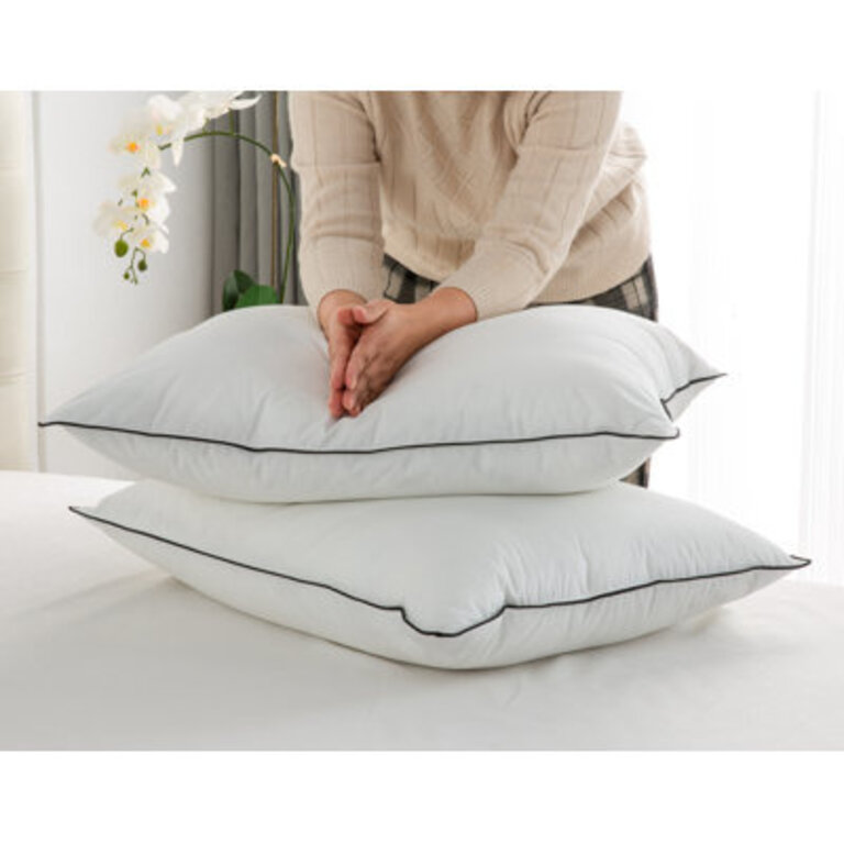 Goose Feathers  Down Gusseted Pillow Hotel Collection Medium Bed Pillow Set of 2