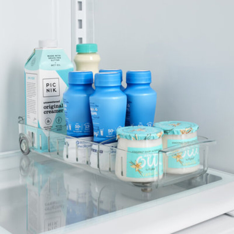 YouCopia RollOut Fridge Caddy Rolling Fridge Organizer with Adjustable Dividers