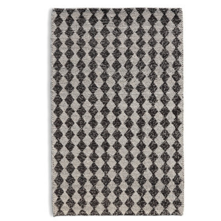 Bubble Argyle Loop Pile Weave IvoryCharcoal Wool Area Rug By Tufty Home