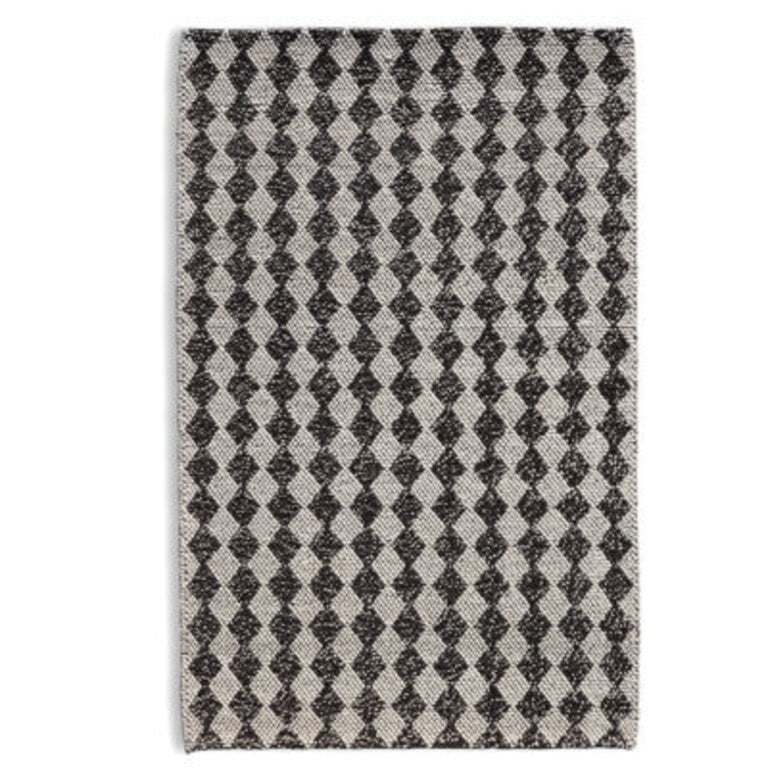 Bubble Argyle Loop Pile Weave IvoryCharcoal Wool Area Rug By Tufty Home