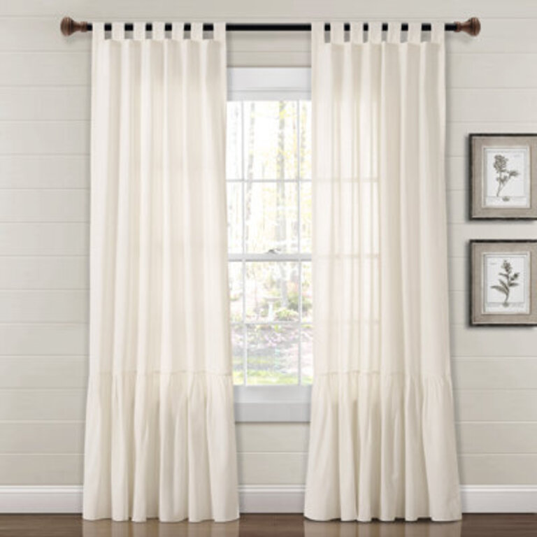 Linen Tassel Cotton Blend Sheer Curtain Single Panel