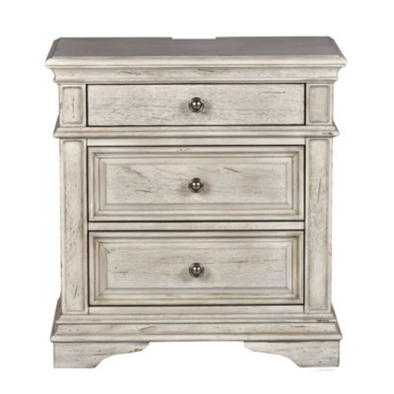 Watson 3-Drawer Wood Nightstand With USB and Electrical Outlets