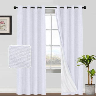 Dawain Linen Solid Textured 100 Blackout Window Drapes for Bedroom Thermal Grommet Full Lighting Blocking for Living Room Curtains 2 Panels