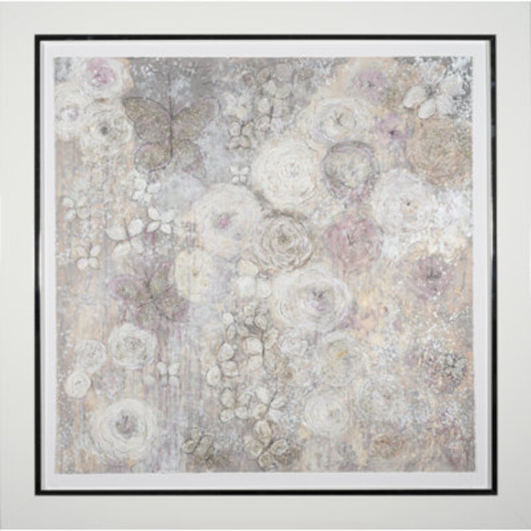 Lavender  Silver Butterflies by Lenore Gimpert - Floater Frame Painting