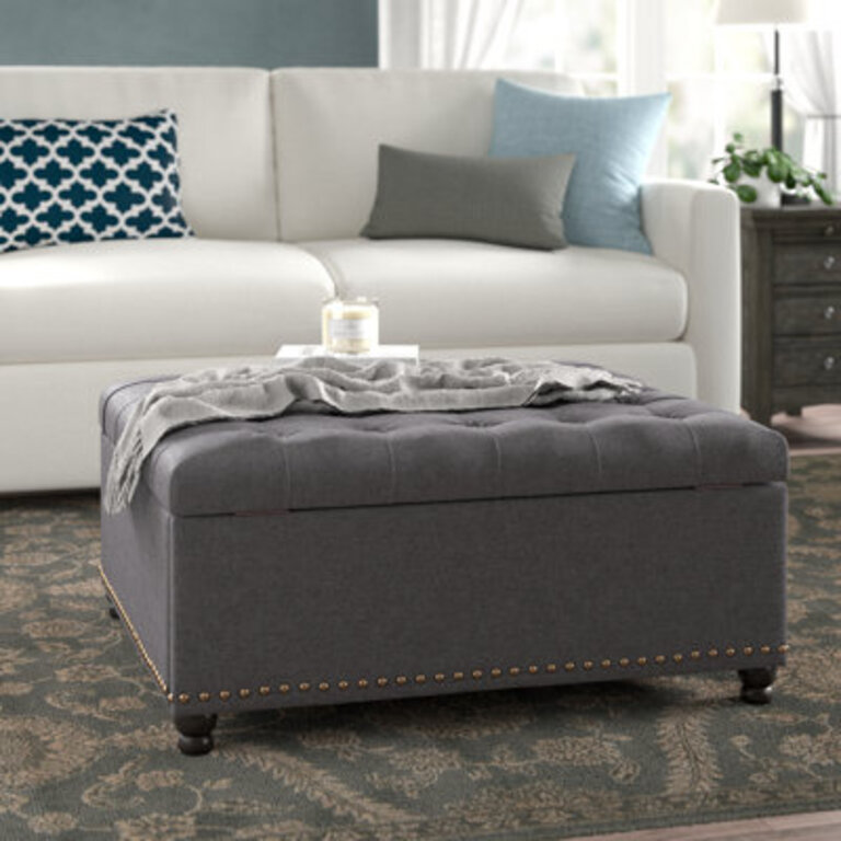 Areia 355 Wide Upholstered Square Tufted Storage Ottoman