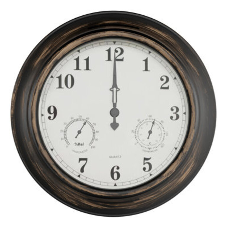 Starke Indoor Outdoor Clock Thermometer Combo - 18-Inch Waterproof Outdoor Wall Clock with Temperature and Humidity by Pure Garden