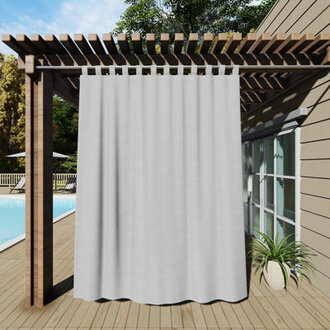 Abba Solid Detachable Sticky Tab Top Waterproof Black Out Pergola Outdoor Curtain Single Panel