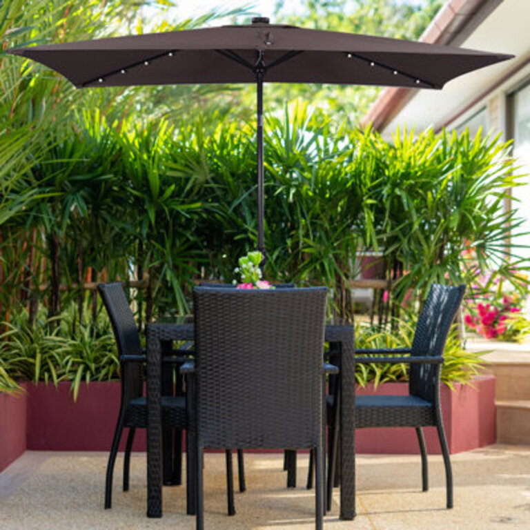Forontenac 10 x 65 Lighted Rectangular Market Umbrella