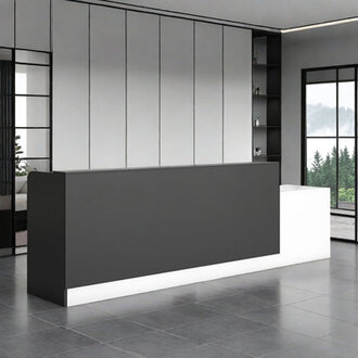 Meshel Reception Desk Rectangular Computer Desk with Lockable Drawer Two-Person Front Desk for Office or Reception Area