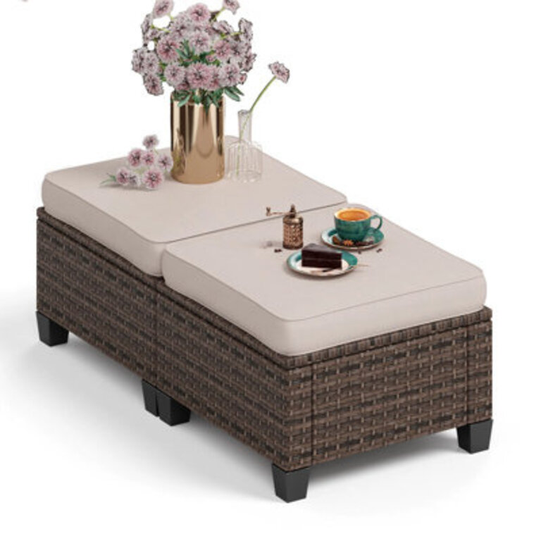 Argyri Wicker Outdoor Patio Ottomans