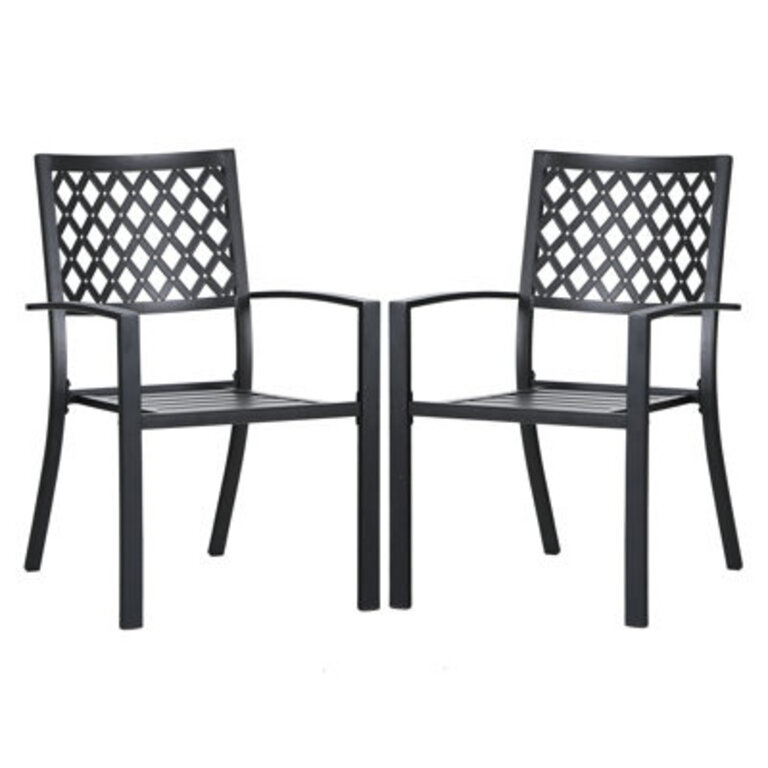 Alyah Powder Coated Steel Outdoor Stacking Dining Armchair
