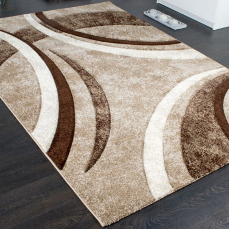 Arhan Abstract Brown Beige Area Rug