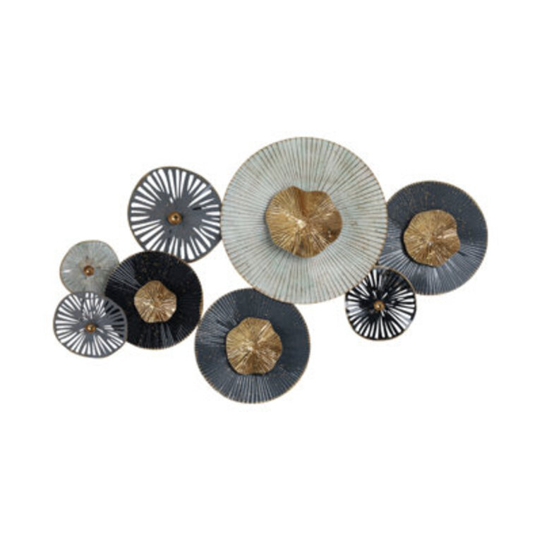 35-inch Wall Art with 2-D Lily Pads in Gold Silver  Gray