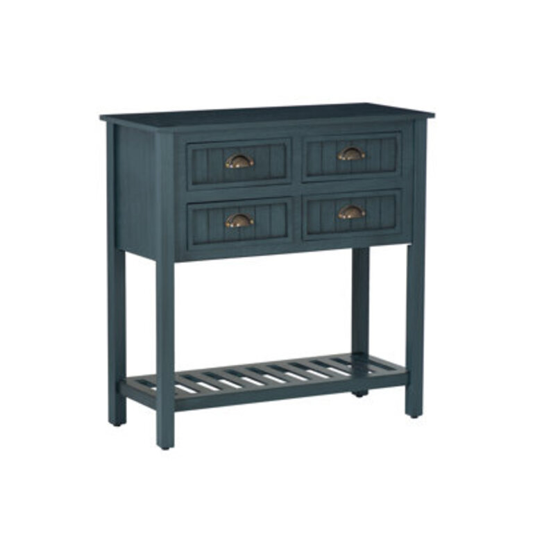 Bailey Bead Board Four-Drawer Console Table with Shelf