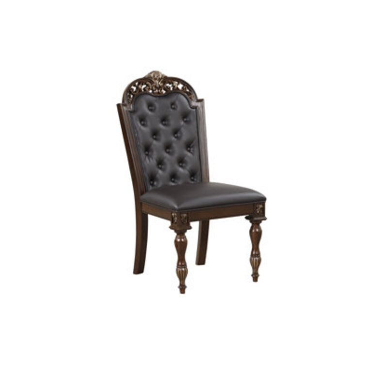 Maximus Side Chair with Tufted Polyurethane Upholstered Back in Brown