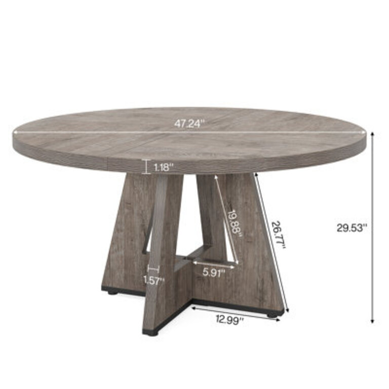 47 Inch Round Dining Table for 4 Farmhouse Kitchen Table