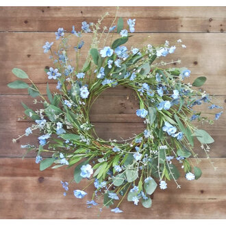 24 Spring Blue Floral Wreath