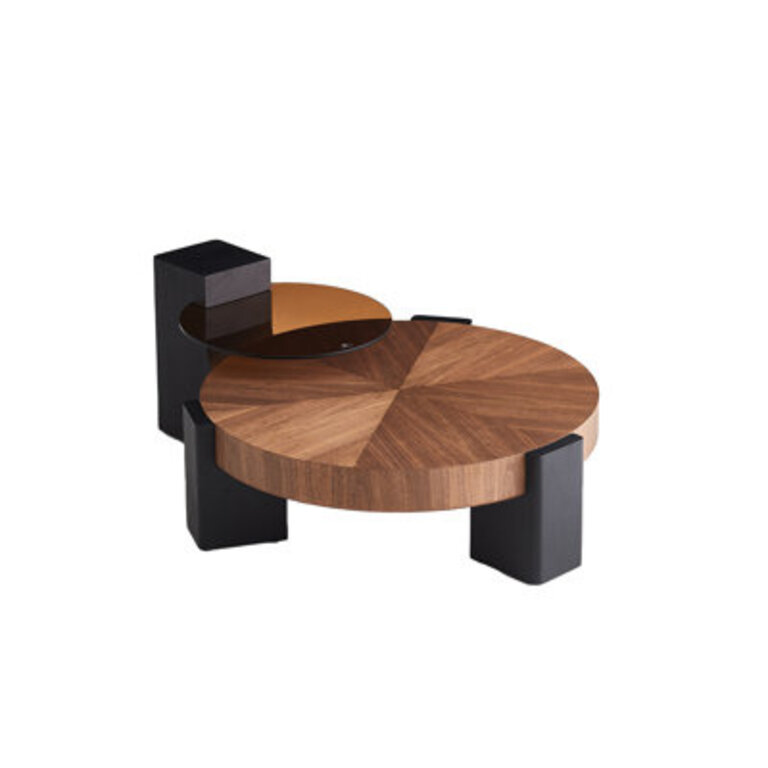 Rhuardhi Modern Round Wood Coffee Table with Accent End Table