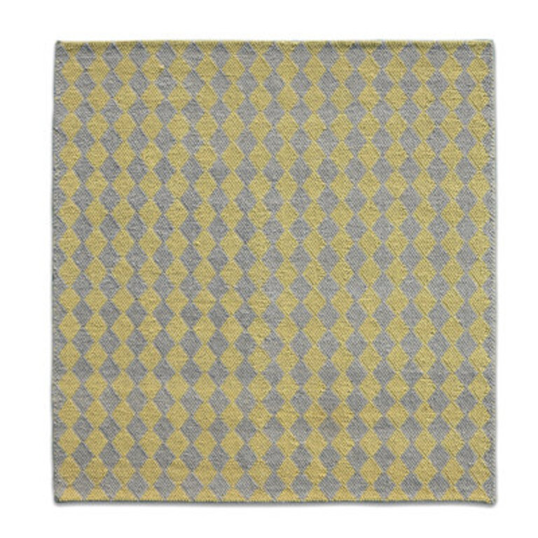 Bubble Argyle Loop Pile Weave Yellow  Grey Wool Area Rug By Tufty Home
