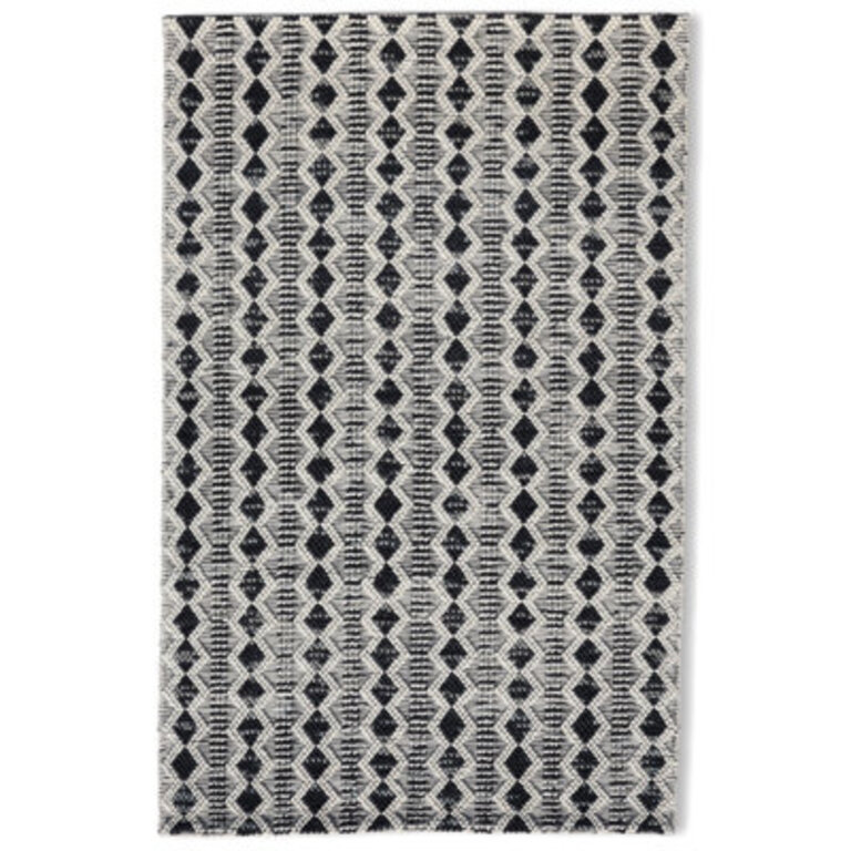 Bubble Argyle Loop Pile Weave BlackWhite Stacked Diamond Patterned Wool Area Rug By Tufty Home