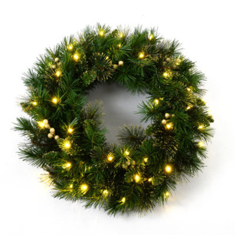 Glitter Tipped  Berries 24 Lighted Wreath