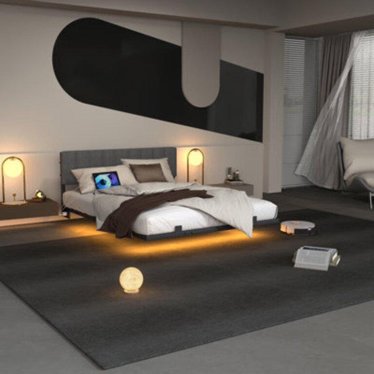 Leevicker Floating Platform Bed with LED Lights