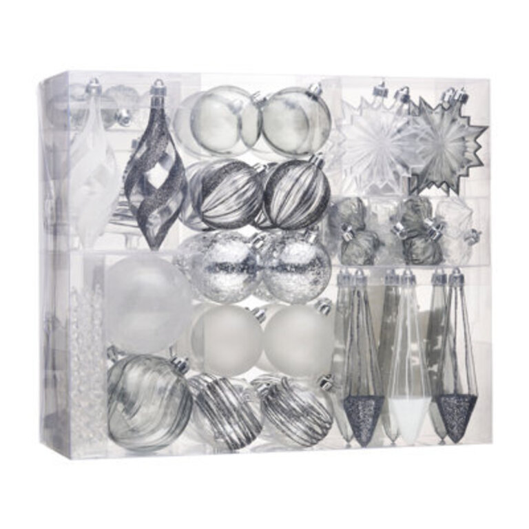 100ct Shatterproof Clear Christmas Ornaments