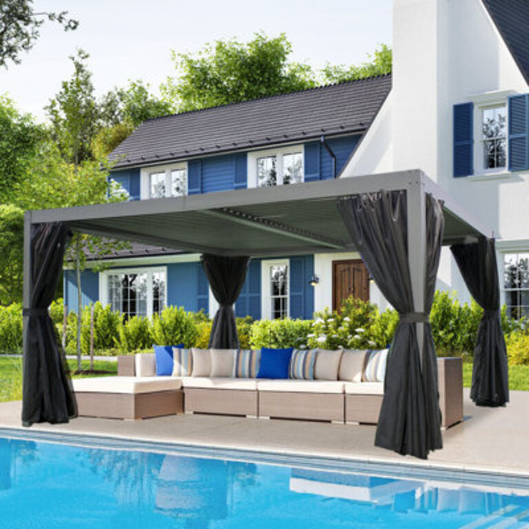 16 Ft W x 12 Ft D Aluminum with Louvered Roof