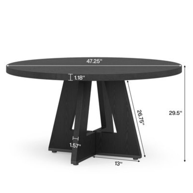 47 Inch Round Dining Table for 4 Farmhouse Kitchen Table