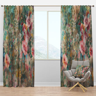 Flower Shower III - Farmhouse Velvet Curtain - Room darkening - 1 panel
