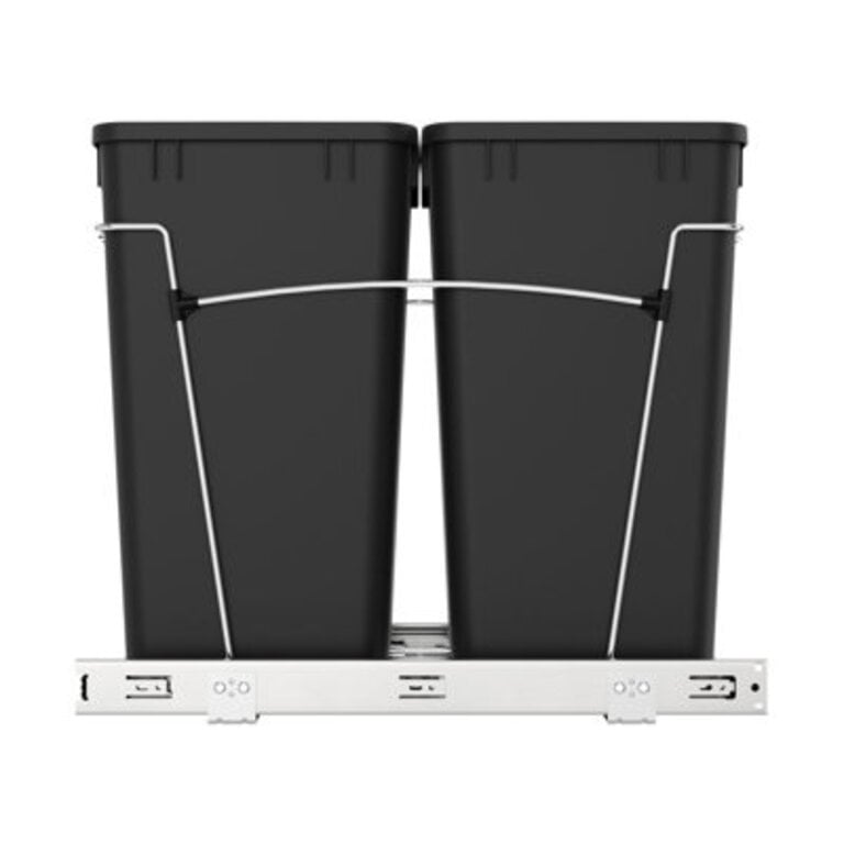 Rev-A-Shelf Double Pull Out Trash Can 27 Qt for Kitchen