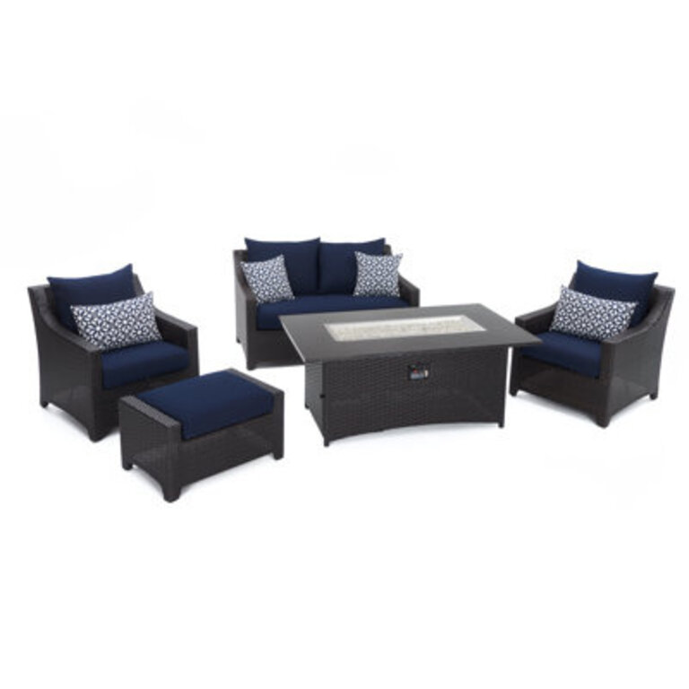 Fionnula 5 Piece Rattan Sofa Seating Group Set With Sunbrella Cushion Covers