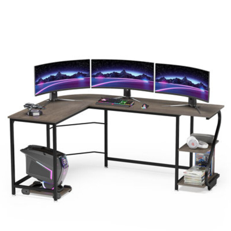 Lantz L-Shaped Metal Base Computer Desk
