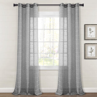 Farmhouse Textured Sheer Textured Sheer Curtain Panels
